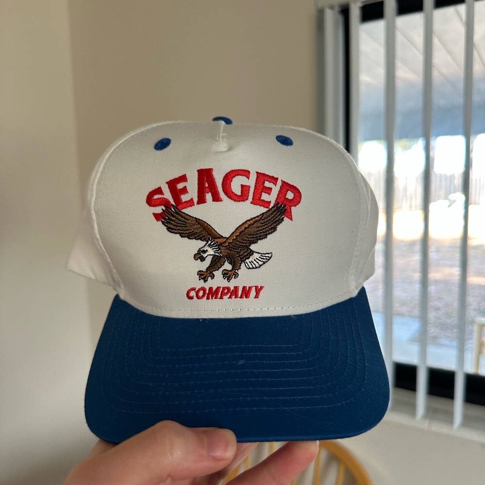 Seager Company White and Blue Cap